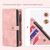 For iPhone 14 Zipper Wallet Detachable MagSafe Leather Phone Case(Pink) For iPhone 14 Zipper Wallet Detachable MagSafe Leather Phone Case(Pink)
