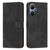 For Infinix Hot 30i Skin Feel Stripe Pattern Leather Phone Case with Lanyard(Black)