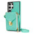 For Samsung Galaxy S23 Ultra 5G Zipper Hardware Card Wallet Phone Case(Mint Green)