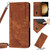 For Samsung Galaxy S10 Skin Feel Stripe Pattern Leather Phone Case with Lanyard(Brown)