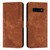 For Samsung Galaxy S10 Skin Feel Stripe Pattern Leather Phone Case with Lanyard(Brown)