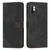For Samsung Galaxy Note10+ Skin Feel Stripe Pattern Leather Phone Case with Lanyard(Black)
