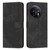 For OnePlus 11 Skin Feel Stripe Pattern Leather Phone Case with Lanyard(Black)