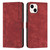 For iPhone 14 Plus Skin Feel Stripe Pattern Leather Phone Case with Lanyard(Red)