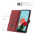 For iPhone 14 Plus Skin Feel Stripe Pattern Leather Phone Case with Lanyard(Red)