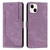 For iPhone 14 Plus Skin Feel Stripe Pattern Leather Phone Case with Lanyard(Purple)