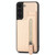 For Samsung Galaxy S22 5G Carbon Fiber Vertical Flip Zipper Wallet Phone Case(Khaki)
