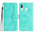 For Samsung Galaxy A40 Heart Pattern Skin Feel Leather Phone Case(Light Blue)