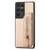 For Samsung Galaxy S21 Ultra 5G Carbon Fiber Horizontal Flip Zipper Wallet Phone Case(Khaki)