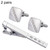 2 pairs Plain Diamond Shiny Brushed Cufflinks Tie Clip Set(Silver)