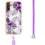 For Samsung Galaxy A54 5G Electroplating IMD TPU Phone Case with Lanyard(Purple Flower)