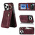 For iPhone 13 Pro Retro Ring and Zipper RFID Card Slot Phone Case(Wine Red) For iPhone 13 Pro Retro Ring and Zipper RFID Card Slot Phone Case(Wine Red)