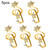 5pcs Diamond Nail Cap Jewelry Open Ring, Color: Gold Middle Finger