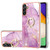 For Samsung Galaxy A54 5G Electroplating Marble IMD TPU Phone Case with Ring Holder(Purple 001)