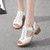 Women Summer Fish Mouth Flat Waterproof Tendon Sandals, Size: 43(White)