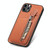 For iPhone 11 Pro Max Carbon Fiber Vertical Flip Zipper Phone Case(Brown)