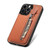 For iPhone 13 Pro Max Carbon Fiber Vertical Flip Zipper Phone Case(Brown)