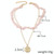 Boho Colorful Broken Natural Stone Necklace, Model: N2107-4 Pink Stone Double Layer Boho Colorful Broken Natural Stone Necklace, Model: N2107-4 Pink Stone Double Layer