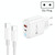 PD04 Type-C + USB Mobile Phone Charger with Type-C to Type-C Cable, EU Plug(White)