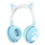 KE28 RGB Cute Cat Ears Bluetooth Wireless Music Headset with Detachable Mic(Blue)