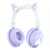 KE28 RGB Cute Cat Ears Bluetooth Wireless Music Headset with Detachable Mic(Pinple)