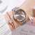 Ladies Moon Pattern Dial PU Strap Quartz Watch, Color: Tianlan+Bracelet