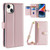 For iPhone 14 Sheep Texture Cross-body Zipper Wallet Leather Phone Case(Pink)