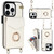 For iPhone 14 Pro Max Ring Holder RFID Card Slot Phone Case with Long Lanyard(Beige)