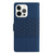 For iPhone 13 Pro Diamond Embossed Skin Feel Leather Phone Case with Lanyard(Dark Blue)