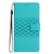 For iPhone 13 Pro Max Diamond Embossed Skin Feel Leather Phone Case with Lanyard(Blue)