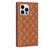 For iPhone 13 Pro Grid Texture Lanyard Zipper Leather Phone Case(Brown)