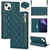 For iPhone 14 Grid Texture Lanyard Zipper Leather Phone Case(Green)