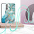 For Samsung Galaxy S23+ 5G Electroplating IMD Splicing Dual-side Marble TPU Phone Case with Lanyard(Blue)