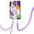 For Samsung Galaxy A14 5G Electroplating IMD TPU Phone Case with Lanyard(Purple Flower)