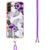 For Samsung Galaxy A14 5G Electroplating IMD TPU Phone Case with Lanyard(Purple Flower)