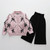 Girls Cardigan Sweater + Wide-Legged Pants Set Autumn And Winter Knitting Two-Piece Kit, Size: 120cm(Pink) Girls Cardigan Sweater + Wide-Legged Pants Set Autumn And Winter Knitting Two-Piece Kit, Size: 120cm(Pink)