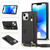For iPhone 14 Plus Crossbody Wrist Strap Card Holder Phone Case(Black)