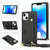 For iPhone 14 Crossbody Wrist Strap Card Holder Phone Case(Black)
