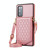 For Samsung Galaxy S20 Rhombic Texture RFID Phone Case with Lanyard & Mirror(Rose Gold)