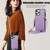 For iPhone 14 Rhombic Texture RFID Phone Case with Lanyard & Mirror(Purple)