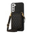 For Samsung Galaxy S21 5G Rhombic Texture RFID Phone Case with Lanyard & Mirror(Black)
