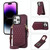 For iPhone 14 Pro Rhombic Texture RFID Phone Case with Lanyard & Mirror(Wine Red)