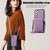 For Samsung Galaxy S21 5G Rhombic Texture RFID Phone Case with Lanyard & Mirror(Purple)
