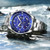 OCHSTIN 7019C Multifunctional Quartz Waterproof Luminous Steel Strap Men Watch(Blue+Gold)