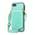 For iPhone SE 2022 / SE 2020 / 8 / 7 Rhombic Texture RFID Phone Case with Lanyard & Mirror(Mint Green)
