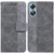 For OPPO A17 Geometric Embossed Flip Leather Phone Case(Grey)