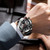 OCHSTIN 6123C Multifunctional Quartz Waterproof Luminous Men Leather Watch(Silver Black 01)
