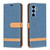For Samsung Galaxy A54 5G Color Block Denim Texture Leather Phone Case(Dark Blue)
