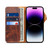 For iPhone 14 Pro Denior Oil Wax Cowhide Magnetic Button Genuine Leather Case(Brown)
