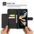 For Samsung Galaxy Z Fold3 5G Skin-feel Flowers Embossed Wallet Leather Phone Case(Black)